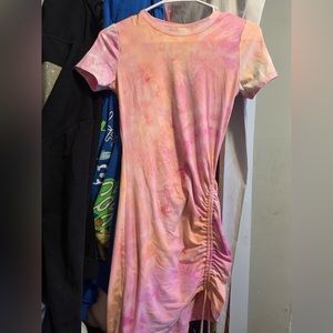Pink mini dress scrunch tie/ size small